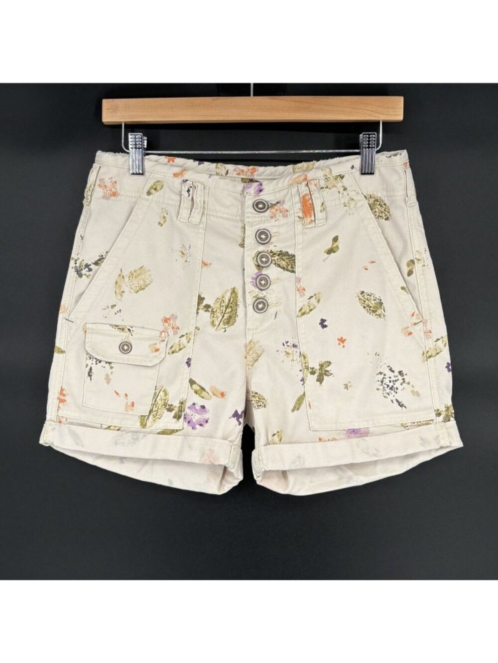 Anthropologie Pilcro The Wanderer Shorts 28 Off White Floral Button Fly Boho